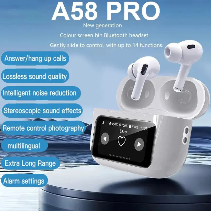 A9 Smart Tactile Wireless Earbuds (White) – Touch Control Bluetooth Earbuds with HD Sound