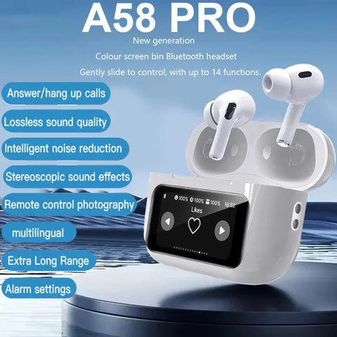 A9 Smart Tactile Wireless Earbuds (White) – Touch Control Bluetooth Earbuds with HD Sound Coldzzz.pk