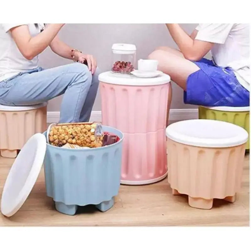 1 Pc Storage Stool – Plastic Large Capacity Stackable Storage Box Footstool