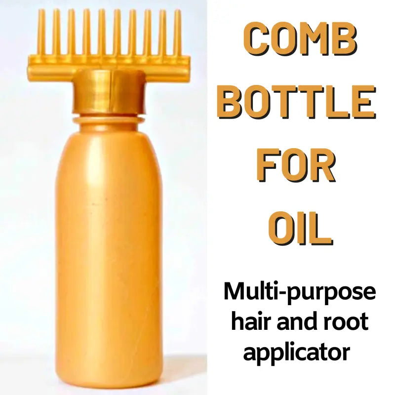 Oil Comb Bottle (Yellow) – Hair Oil Applicator Bottle with Comb for Easy Scalp Massage & Hair Care