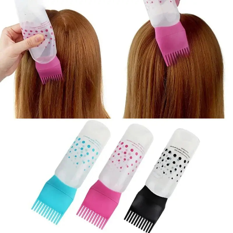 Hair Dyeing Plastic Bottle with Comb Applicator – Oil Comb Hair Tools | Color Dispensing & Hair Dye Brush Bottle