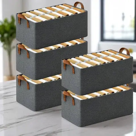 Foldable Jeans Organizer with Rod | Space Saving Pants Storage Rack for Wardrobe