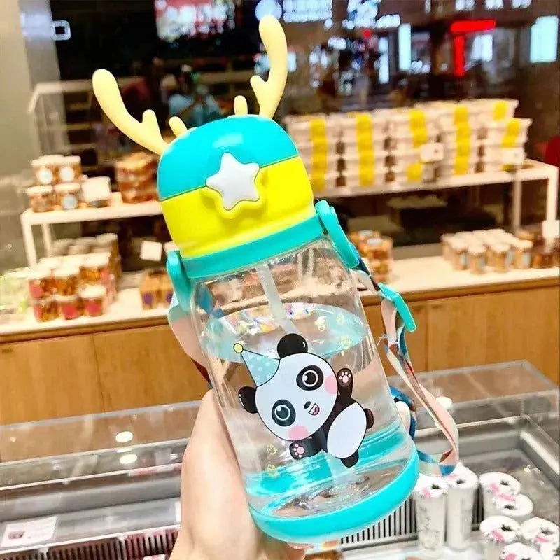 Kids Horn Water Bottle – Cute Cartoon Sipper Bottle with Straw for School, Travel & Outdoor Activities