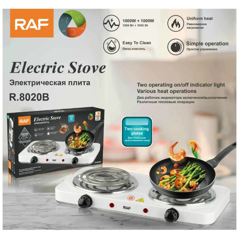 Electric Stove (Double) for cooking, Hot Plate heat up in just, Easy to clean, 2000W