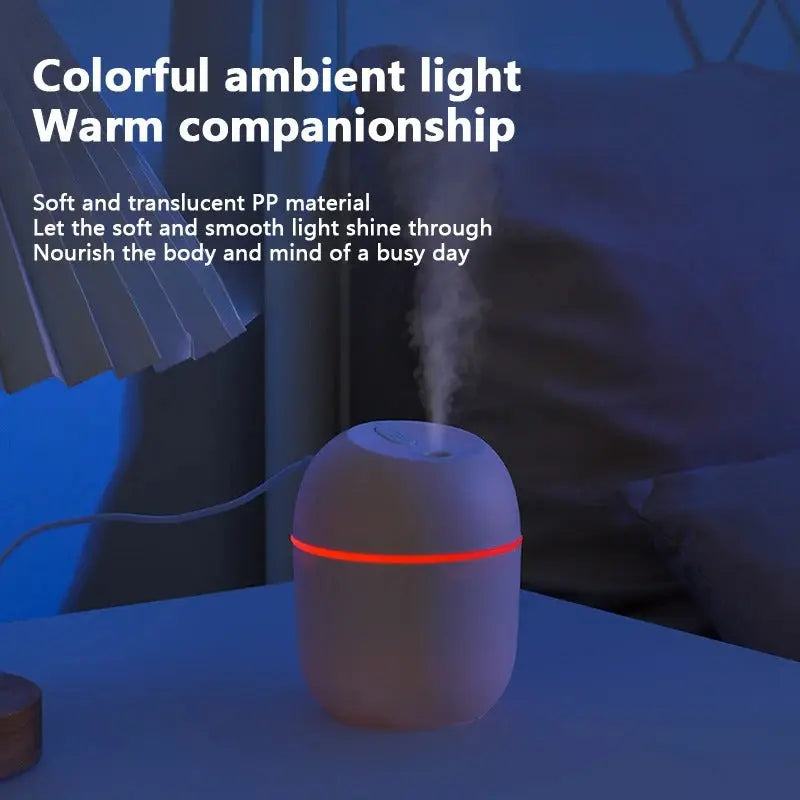 Portable Mini Air Humidifier USB Desktop – Aromatherapy Air Diffuser Mist Maker with LED Night Lamp for Car, Bedroom & Office Use