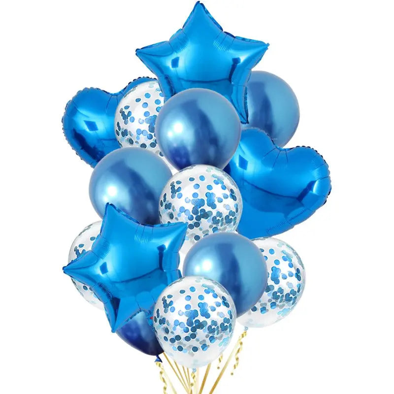14 Pcs Confetti Decorative Party Balloons Set (Star & Heart)