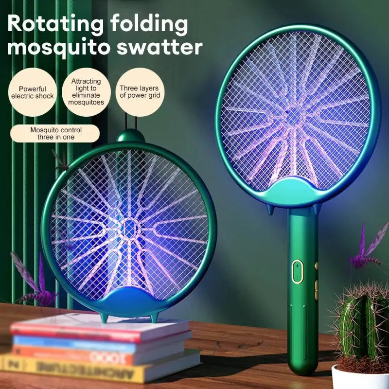 Foldable Mosquito Killer Racket – Rechargeable Electric Bug Zapper Swatter for Home & Outdoor Use