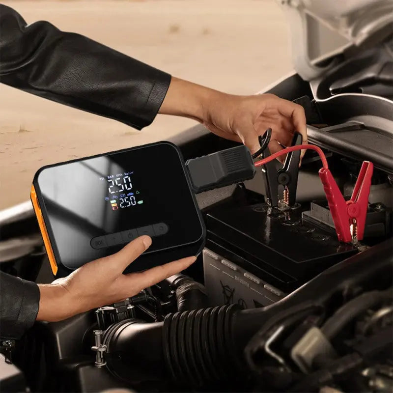 CX-319 8000mAh Car Jump Starter Power Bank – Portable Booster, Air Pump & LED Flashlight