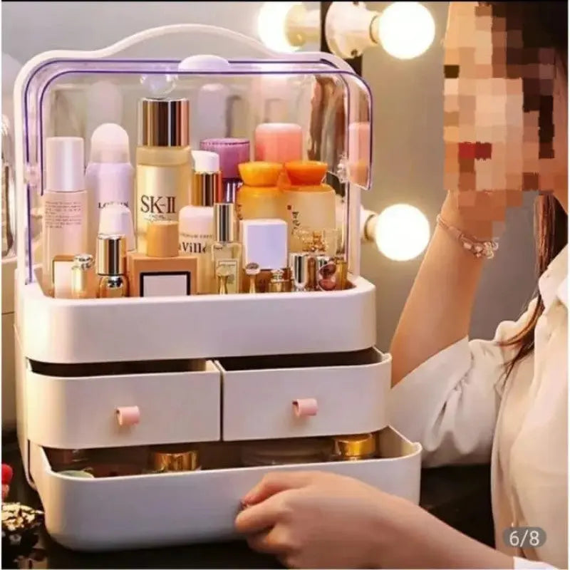 Mylecart Makeup Organizer Box with Lid – Waterproof & Dustproof Cosmetic Storage Caddy for Skincare, Vanity & Bathroom