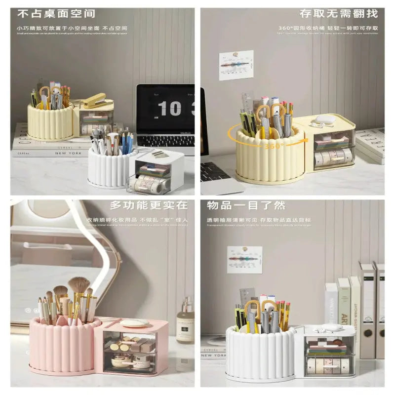 Multipurpose Drawer Cosmetic Storage Box | Large Capacity Makeup Organizer & Pen Holder