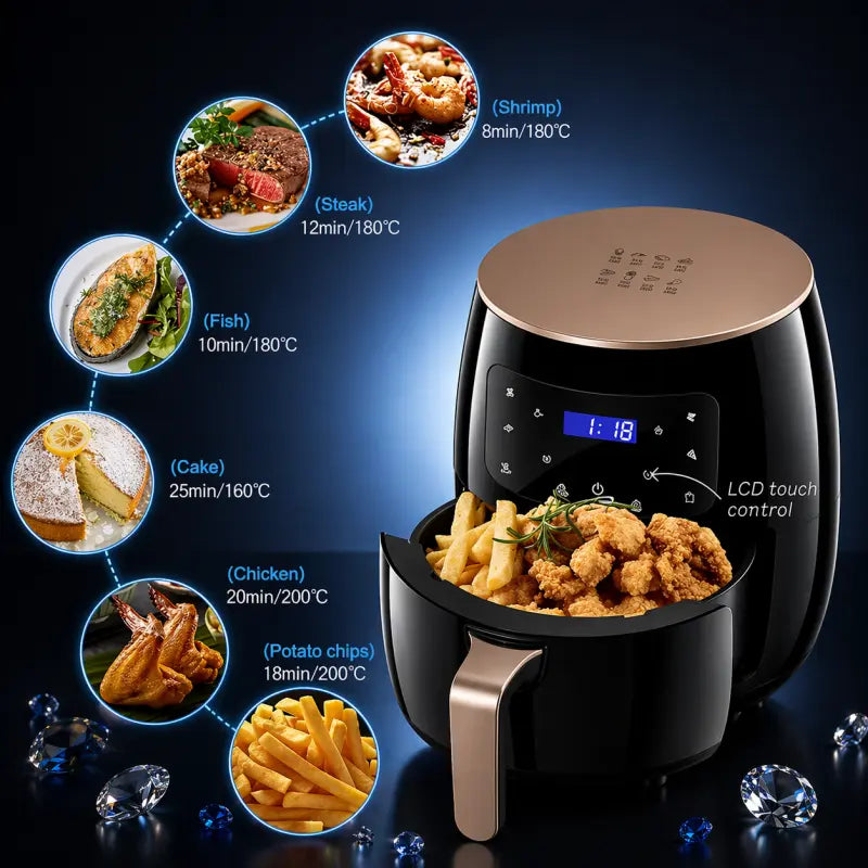 Silver Crest S-18 Air Fryer XL – Digital Touch Screen Air Fryer | 4 Preset Cooking Modes, Compact Design & Healthy Oil-Free Cooking