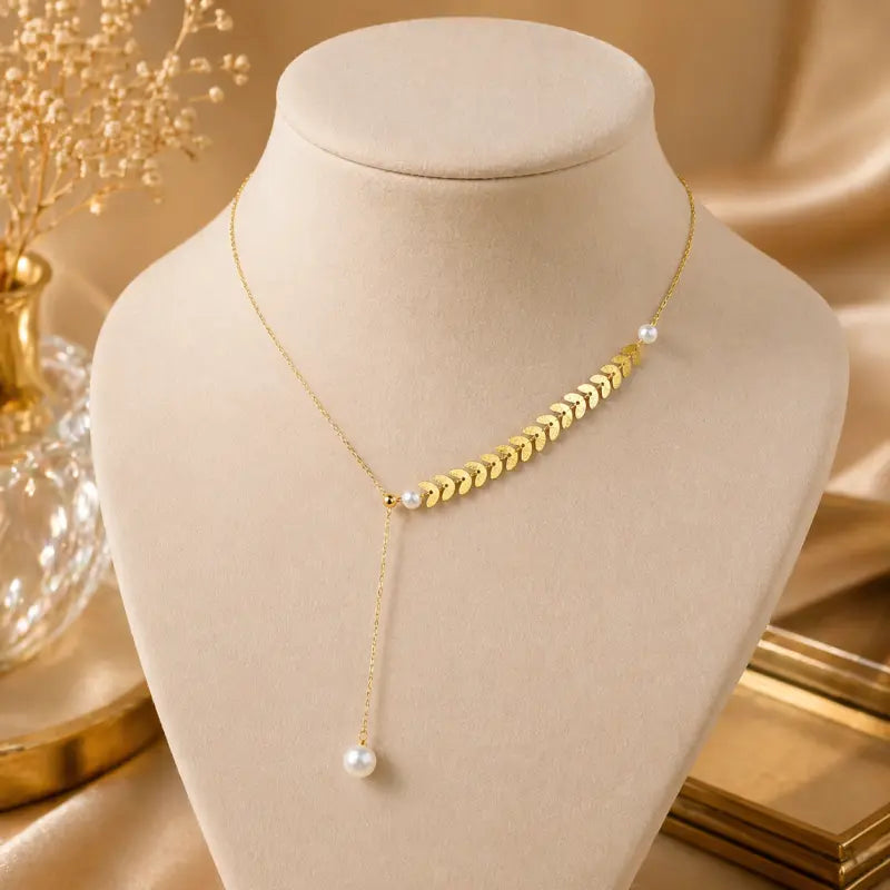 Leaf Necklace Gold | Elegant Gold Leaf Design Necklace for Women & Girls
