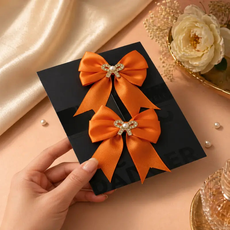 Pack of 2 Bow Clips with Stone Brooch | Stylish Hair Accessories for Girls & Women