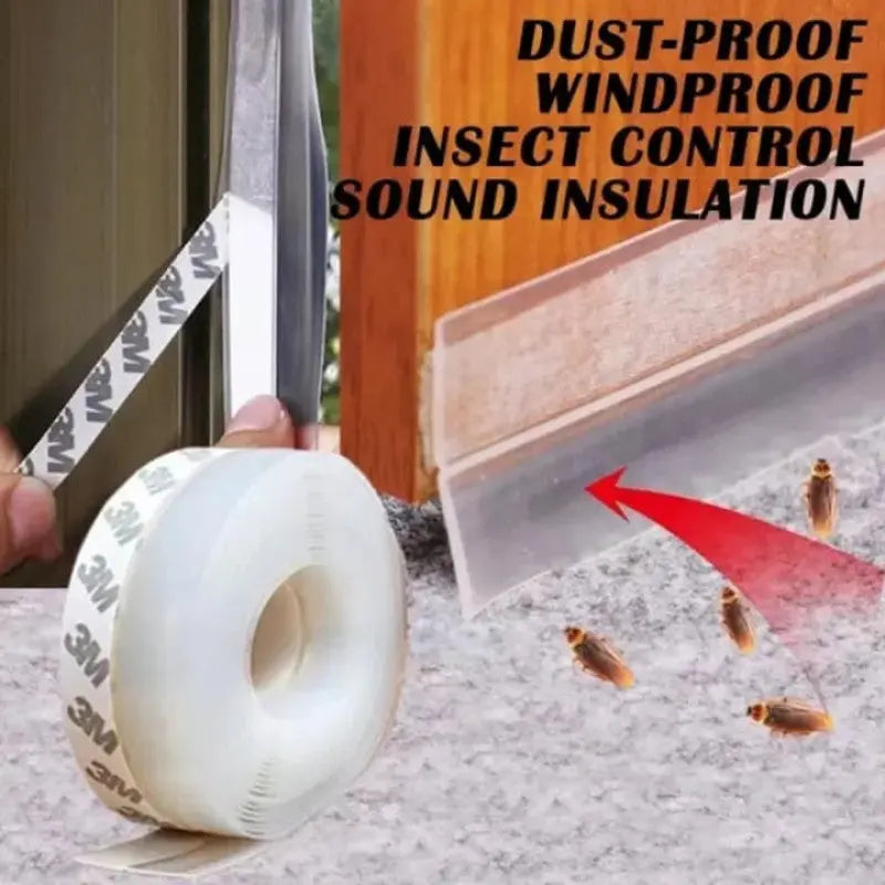 Door Sealing Tape Silicone Draft Stopper | Self-Adhesive Rubber Door Weather Strip