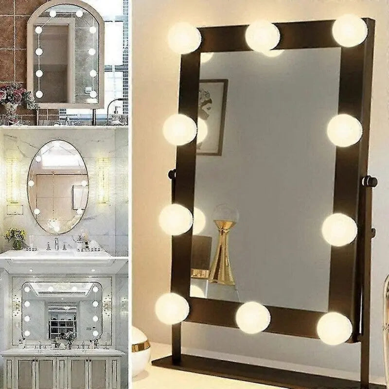 Vanity Light LED Bulbs for Makeup Mirror – 10 Bulbs with 3 Light Modes Dressing Room Lights