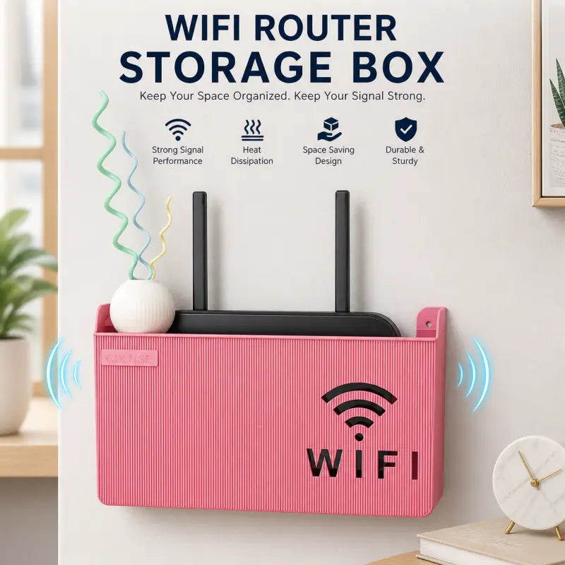 Router Storage Box – Wireless WiFi Wall Hanging ABS Plastic Organizer for Cable & Router Management
