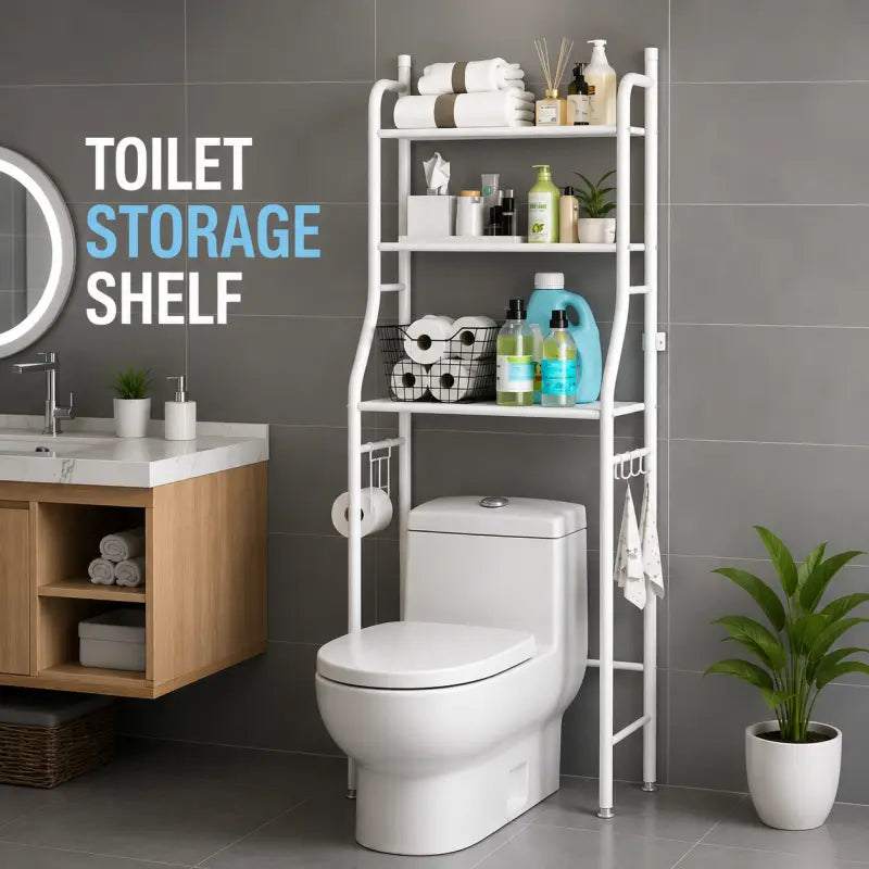 Bathroom Storage Shelf Over Toilet 3 Tiers Stainless Steel Rack – Space Saver Organizer for Toilet & Washing Machine