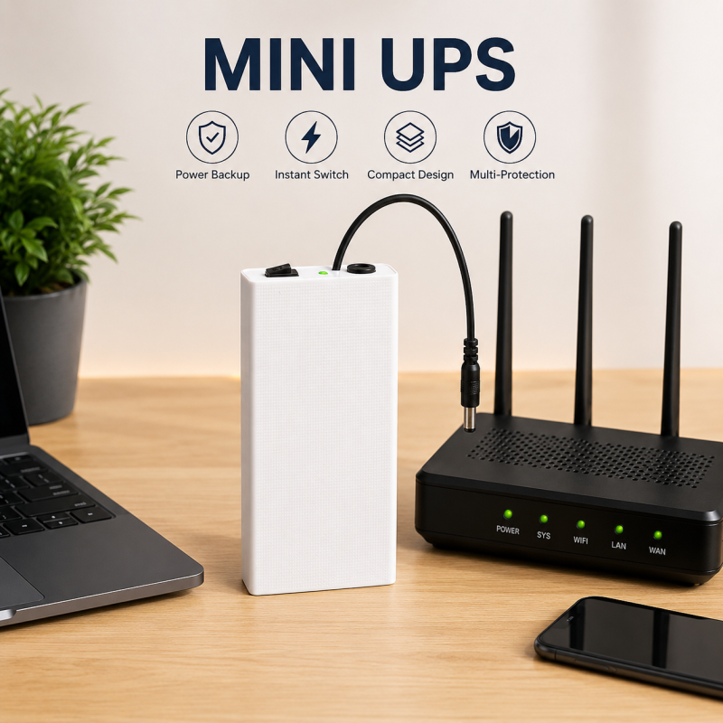 12V WiFi Router Power Bank UPS – Load Shedding Backup for Routers & Modems | Long Battery Backup | Plug & Play Mini UPS for Home & Office