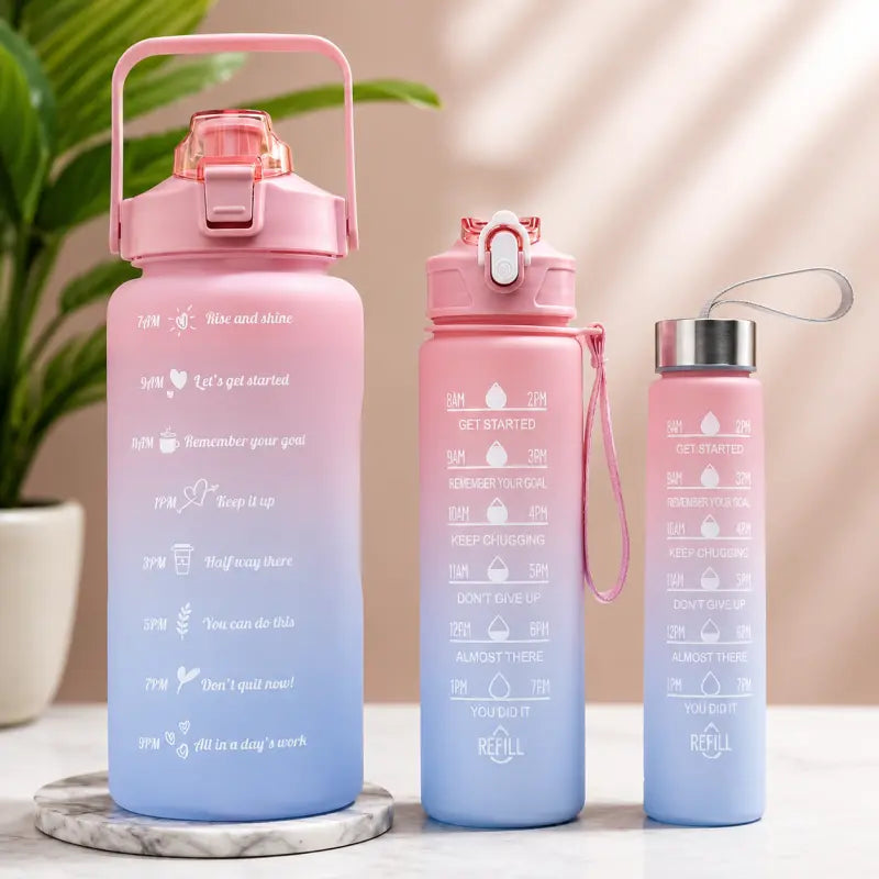 Set of 3 Water Bottles for Sports, Gym, Office & Home – Leak Proof BPA-Free Daily Hydration Bottles
