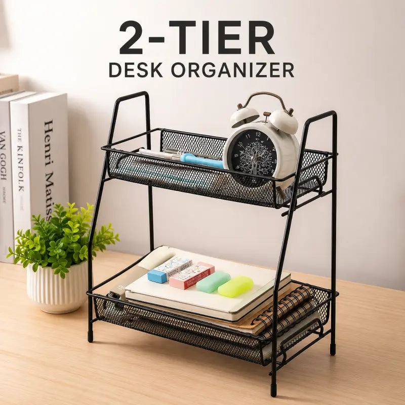 2 Layer Kitchen Storage Rack – Multi-Purpose Desktop Organizer for Cosmetics, Spices, Bathroom & Dish Drainer Shelf
