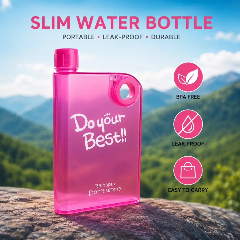 Notebook Bottle – Unique Flat Design Water Bottle for School, Office & Travel | Leak Proof Stylish Bottle