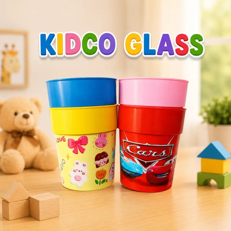 Pack of 4 Kidco Plastic Drinking Glasses for Kids – Colorful BPA-Free Cups for Girls & Boys | Picnic & Play Use