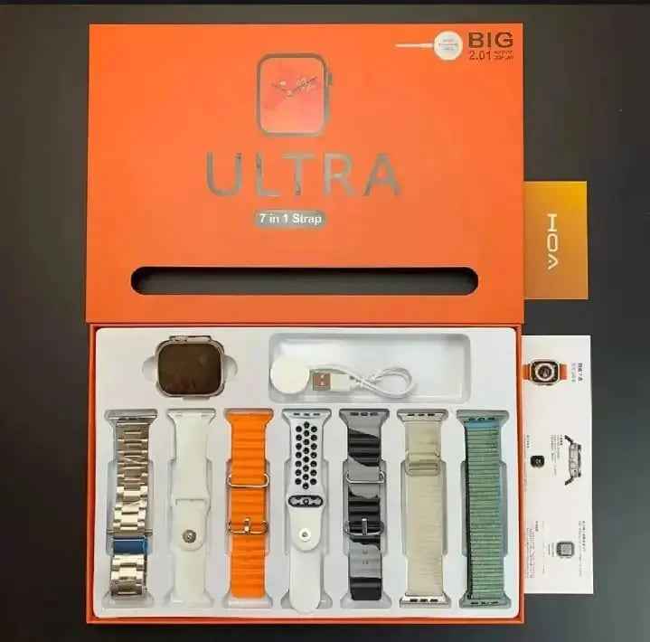 7 In 1 Ultra Smart Watch 2.1 Inch Full HD Screen Series 8 Wireless Charging 7 Straps Waterproof