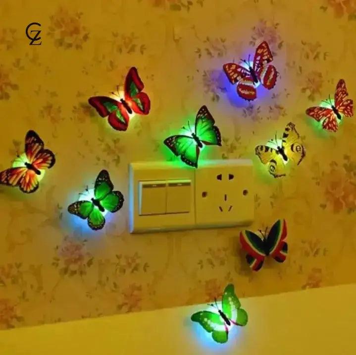 Decorative(LED Pack of 8 )Self Adhesive Butterfly Blink Light (Mix/Random Color/Design)