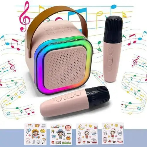 Rechargeable Bluetooth Wireless Karaoke Speaker with 2 Rechargeable Mics