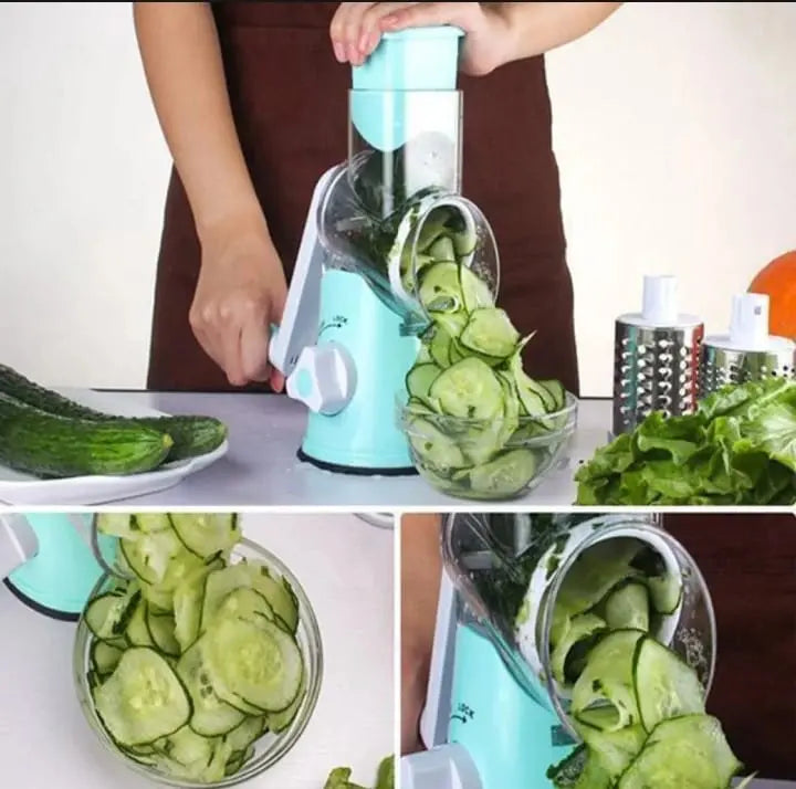Vegetable Cutter - Manual Tabletop Drum Cheese Grater - 6 in 1 Coldzzz